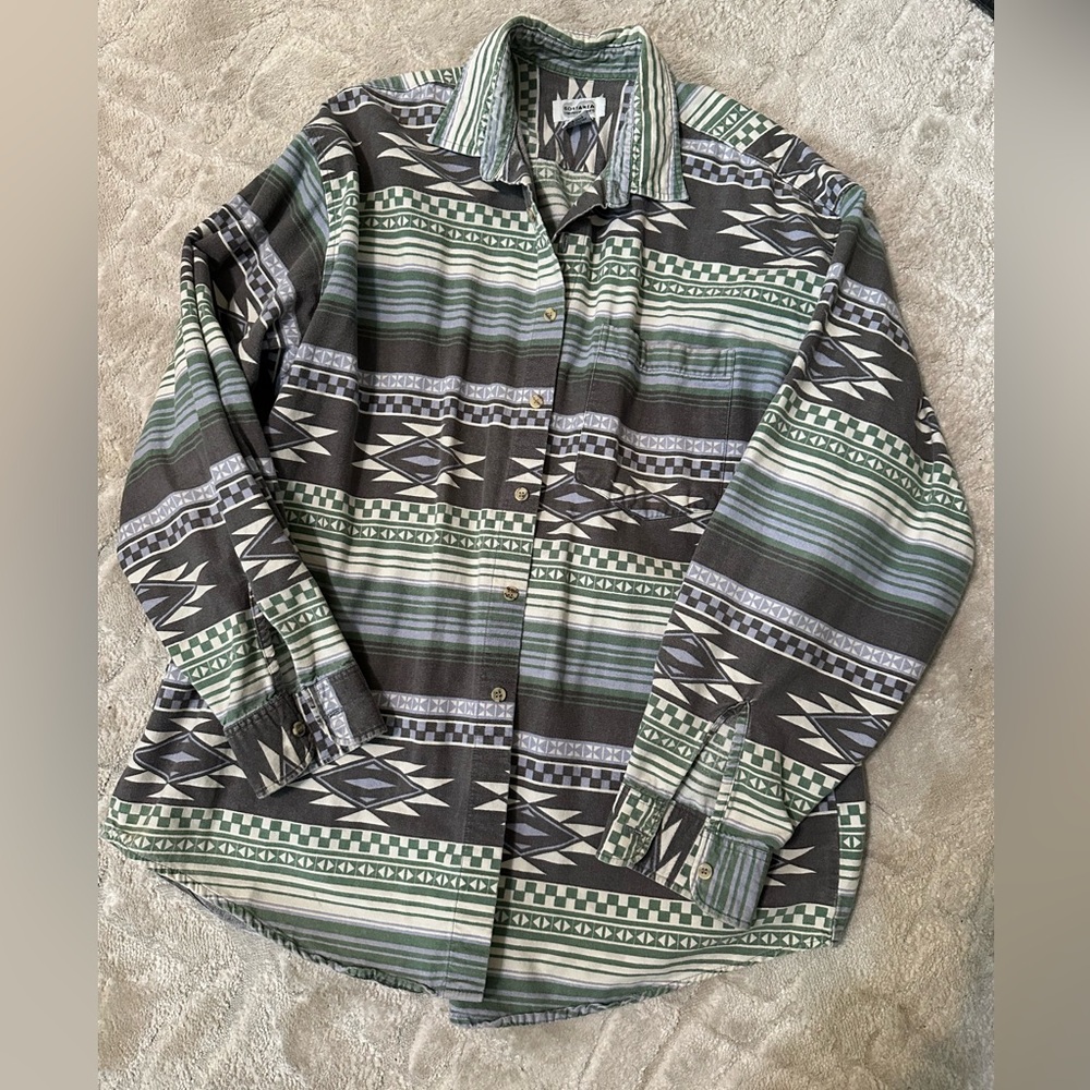 Aztec tribal pattern vintage flannel